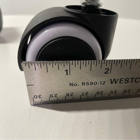 2" Inch Smooth Roll Office Chair Twin Casters 7/16" Metal Stem, White- Set of 5 - Picture 3 of 5